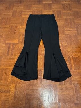 Zara Ruffle Flare Black Ankle Pants L